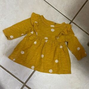 535. Little Co Dress With White Polka Dots and Ruffle Sleeves Size Newborn